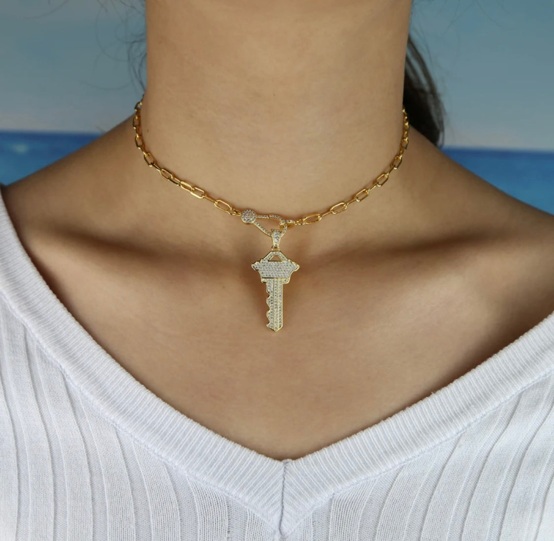 Pave' Key Necklace